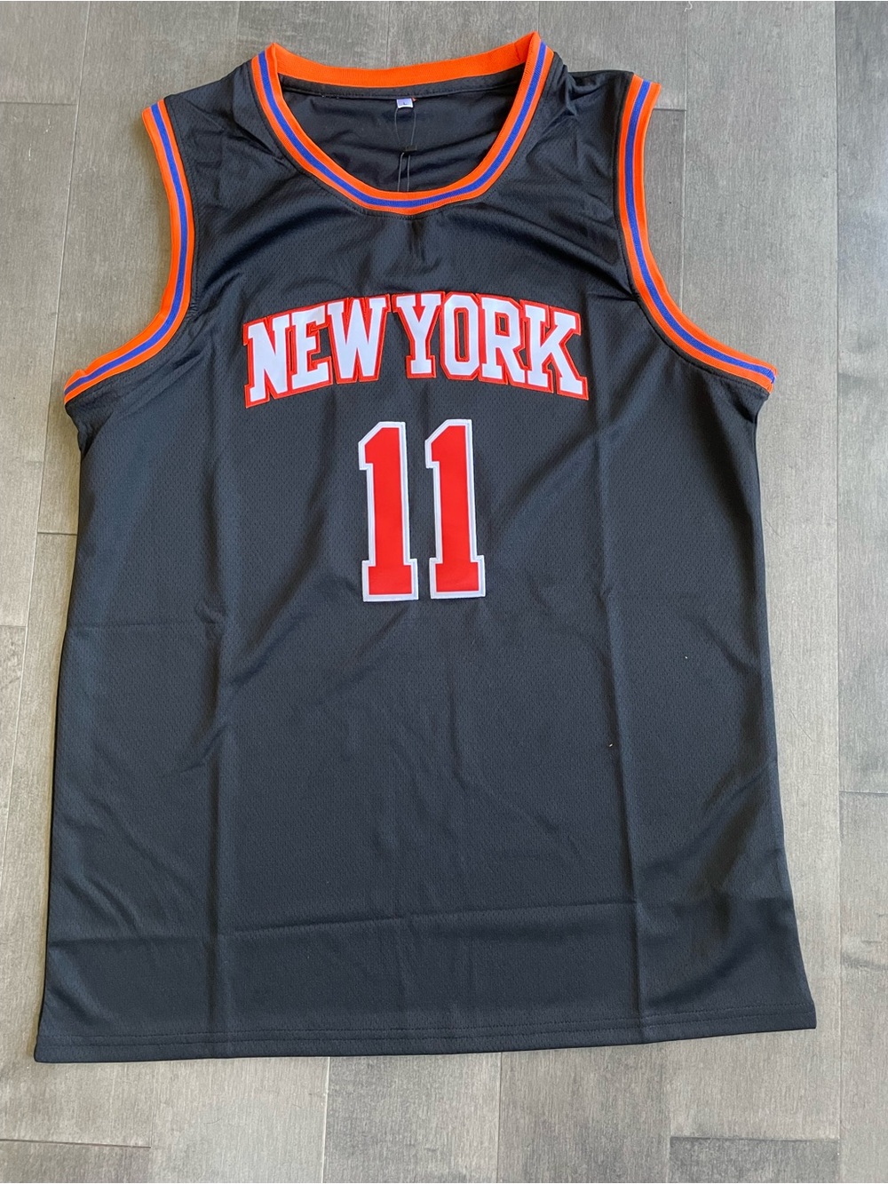 New York #11 Jalen Brunson Knicks Black Orange & Blue  Jersey size L